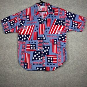 VTG A Personal Touch USA America Button Up Shirt Short Sleeve 24W Blue Red White